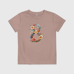 Футболка хлопковая детская 8 в цветах, цвет: пыльно-розовый