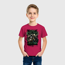 Футболка хлопковая детская Кастом мотоцикл, цвет: маджента — фото 2