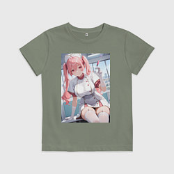 Футболка хлопковая детская Медсестричка сделает тебе укол любви - пышная аним, цвет: авокадо