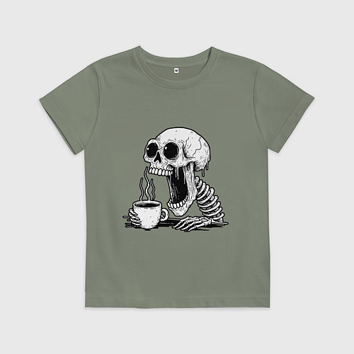 Детская футболка Skeleton with coffee / Авокадо – фото 1