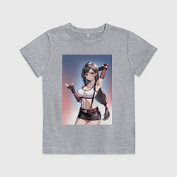 Футболка хлопковая детская Тифа Локхарт из Final Fantasy VII, цвет: меланж