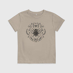 Футболка хлопковая детская Пчела и жуки, цвет: миндальный