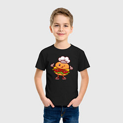 Футболка хлопковая детская Повар бургер, цвет: черный — фото 2