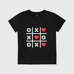 Футболка хлопковая детская Крестики нолики, цвет: черный