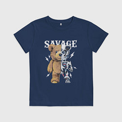 Футболка хлопковая детская Дикий медведь, цвет: тёмно-синий