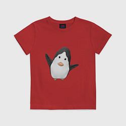 Футболка хлопковая детская Cartoon penguin, цвет: красный