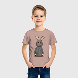 Футболка хлопковая детская Cartoon hare character, цвет: пыльно-розовый — фото 2