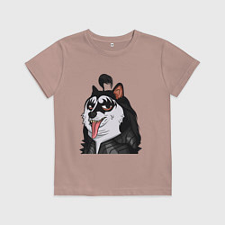 Футболка хлопковая детская NFT Doge - Kiss, цвет: пыльно-розовый