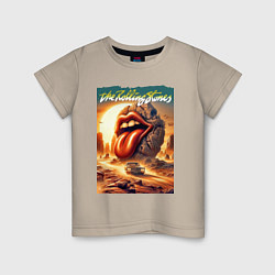 Футболка хлопковая детская Rolling Stones - stylization of the logo, цвет: миндальный