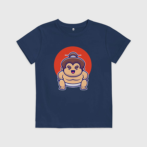 Детская футболка Маленький сумоист / Тёмно-синий – фото 1