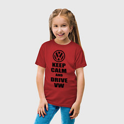 Футболка хлопковая детская Keep Calm & Drive VW, цвет: красный — фото 2