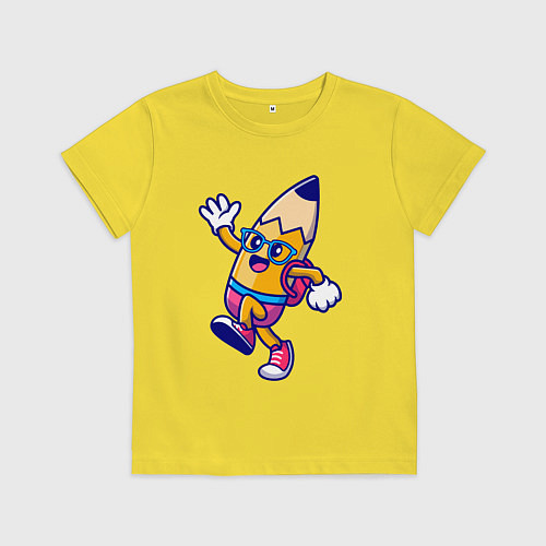 Детская футболка Карандаш ученик / Желтый – фото 1