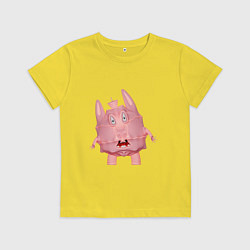 Футболка хлопковая детская Cartoon monster pink, цвет: желтый