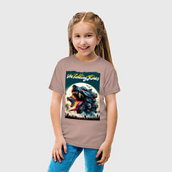 Футболка хлопковая детская Волки Роллинг Стоунз - фантазия, цвет: пыльно-розовый — фото 2