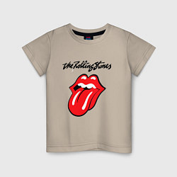 Футболка хлопковая детская Rolling Stones - logo, цвет: миндальный