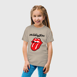 Футболка хлопковая детская Rolling Stones - logo, цвет: миндальный — фото 2