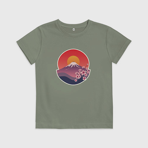 Детская футболка Гора Фудзи с сакурой / Авокадо – фото 1