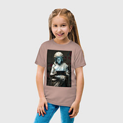 Футболка хлопковая детская Античная статуя с планшетом, цвет: пыльно-розовый — фото 2