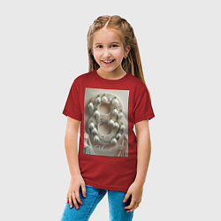 Футболка хлопковая детская Ландыши девушкам на 8 марта, цвет: красный — фото 2