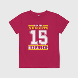 Футболка хлопковая детская Denver - Nocola Jokic, цвет: маджента
