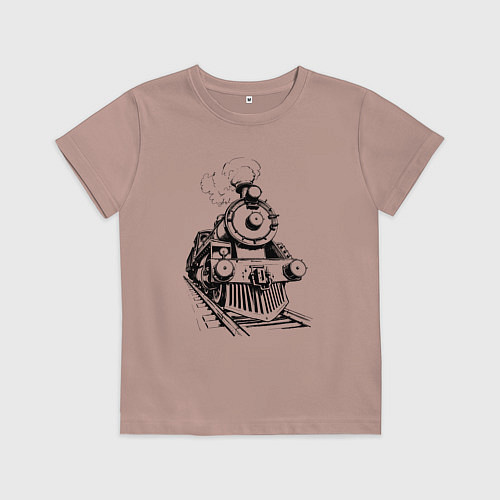 Детская футболка Векторный паровоз / Пыльно-розовый – фото 1