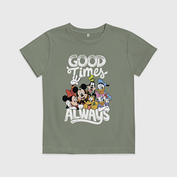 Футболка хлопковая детская Дональд Дак и Микки Маус, цвет: авокадо