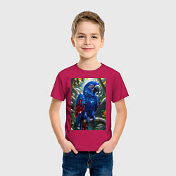 Футболка хлопковая детская Попугай из драгоценных камней, цвет: маджента — фото 2