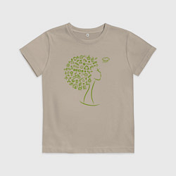 Футболка хлопковая детская Эко девчонка, цвет: миндальный