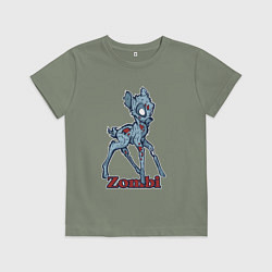 Футболка хлопковая детская Оленёнок зомби, цвет: авокадо