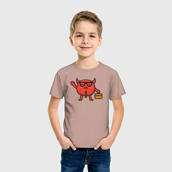 Футболка хлопковая детская Офисный дьяволёнок, цвет: пыльно-розовый — фото 2