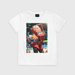 Футболка хлопковая детская Марин Китагава косплей 002 Darling in the Franxx, цвет: белый