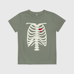 Футболка хлопковая детская Сердце в скелете, цвет: авокадо