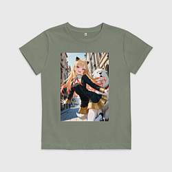 Футболка хлопковая детская Марин Китагава косплей Ани Форджер, цвет: авокадо