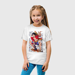 Футболка хлопковая детская One piece Луффи, цвет: белый — фото 2