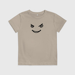 Футболка хлопковая детская Хитрый злобный смайлик, цвет: миндальный