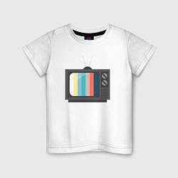 Футболка хлопковая детская Old television, цвет: белый
