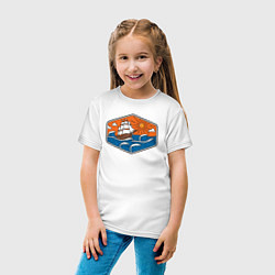 Футболка хлопковая детская Кораблик в океане, цвет: белый — фото 2