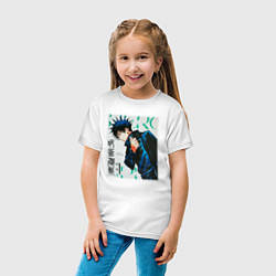 Футболка хлопковая детская Мегуми фусигуро манга, цвет: белый — фото 2