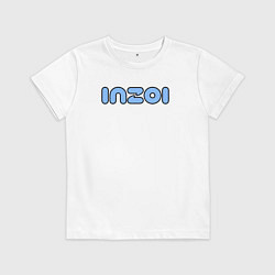 Футболка хлопковая детская Inzoi синий логотип, цвет: белый