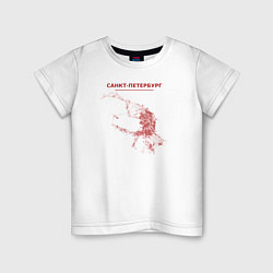 Футболка хлопковая детская Карта Санкт-Петербург красная, цвет: белый