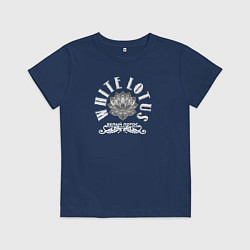 Футболка хлопковая детская Белый лотос границы стираются с тенями, цвет: тёмно-синий