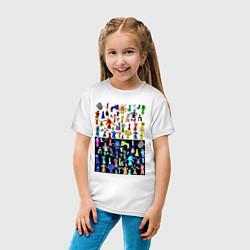 Футболка хлопковая детская Яркие монстрики на черно-белом фоне, цвет: белый — фото 2