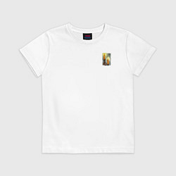 Футболка хлопковая детская Две горящие свечи на подсвечнике в темноте, цвет: белый