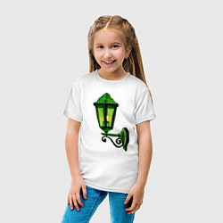 Футболка хлопковая детская Зелёный уличный фонарь, цвет: белый — фото 2