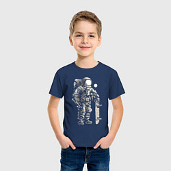 Футболка хлопковая детская Space skateboarding, цвет: тёмно-синий — фото 2