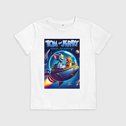 Футболка хлопковая детская Tom and Jerry - space adventure, цвет: белый