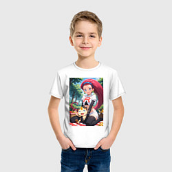 Футболка хлопковая детская Джесси и Мяут на пикнике, цвет: белый — фото 2