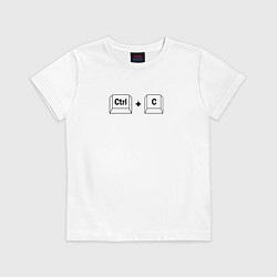 Футболка хлопковая детская Ctrl C, копировать, цвет: белый