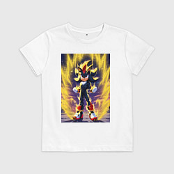 Футболка хлопковая детская Шэдоу охвачен аурой силы, цвет: белый