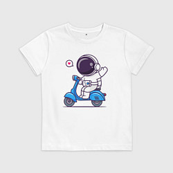 Футболка хлопковая детская Moto spaceman, цвет: белый